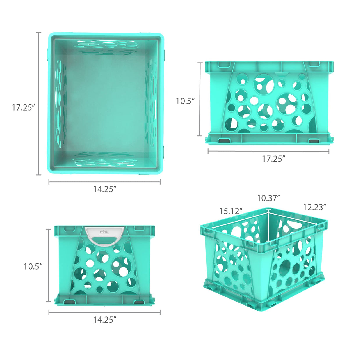 Storex Premium File Crate with Comfort Handles, 17.25 x 14.25 x 10.5 Inches, Teal (61694A03C)