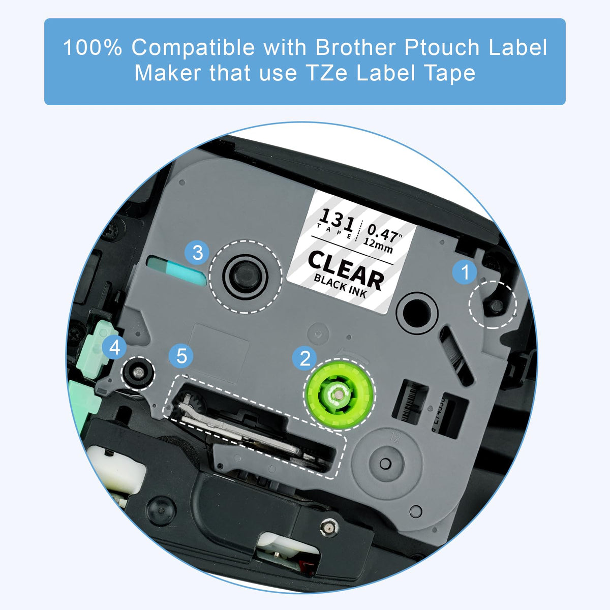 Tz-131 12mm 0.47 Laminated Clear Tape Compatible for Brother Tz TZe-131