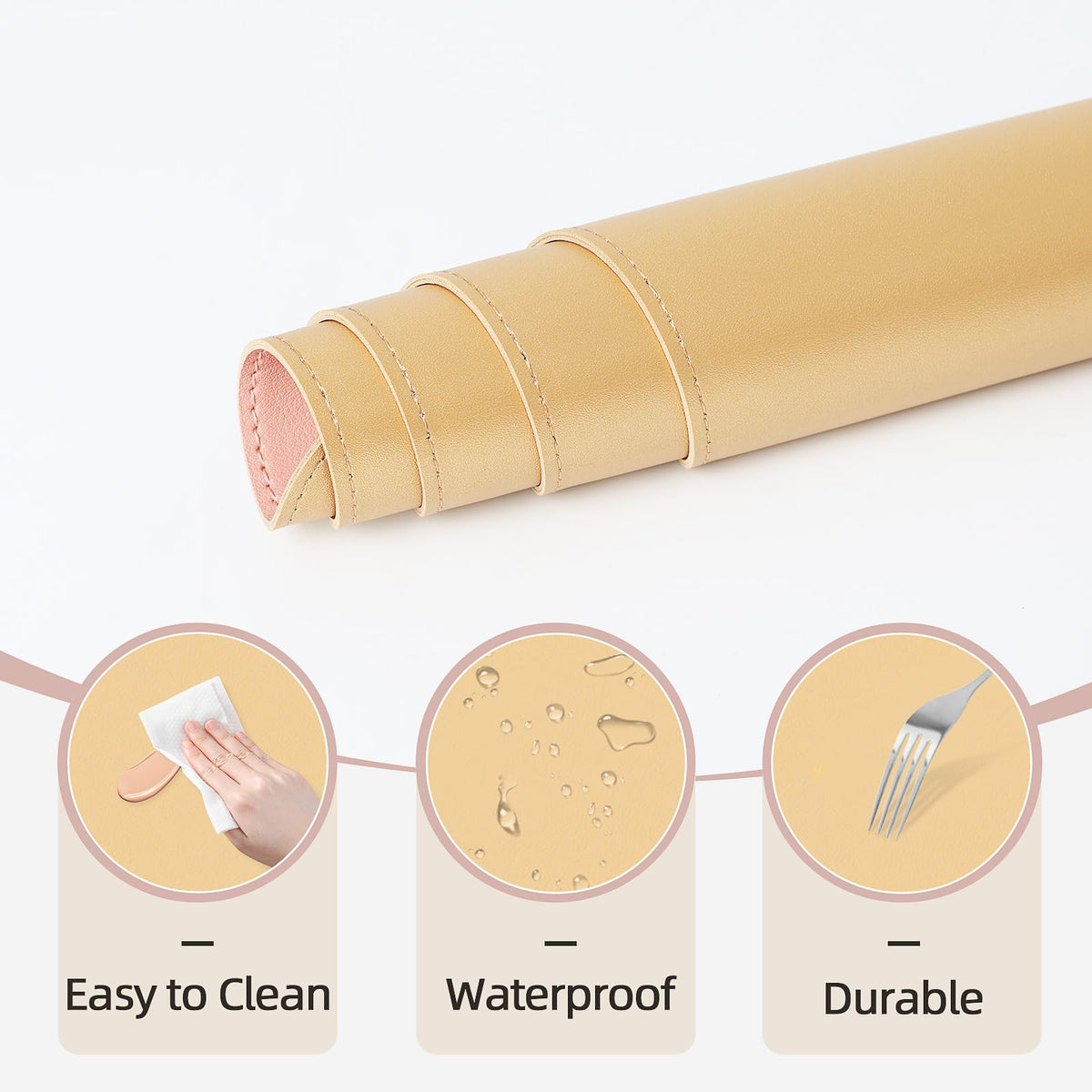 Makeup Mat for Vanity to Protect Desk Top, 35.4x15.7in, Gold and Pink