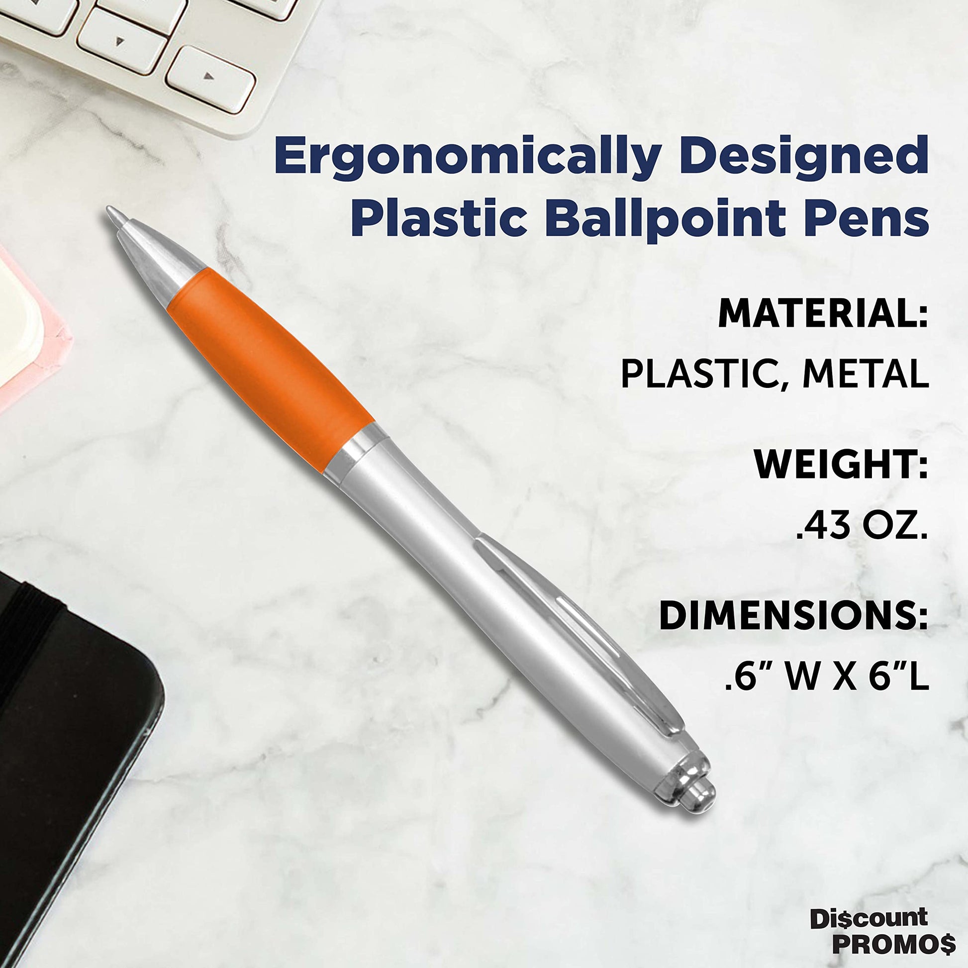 Personalized Ballpoint Pens with Rubber Grip and Black Ink, Pack of 10 by DISCOUNT PROMOS
