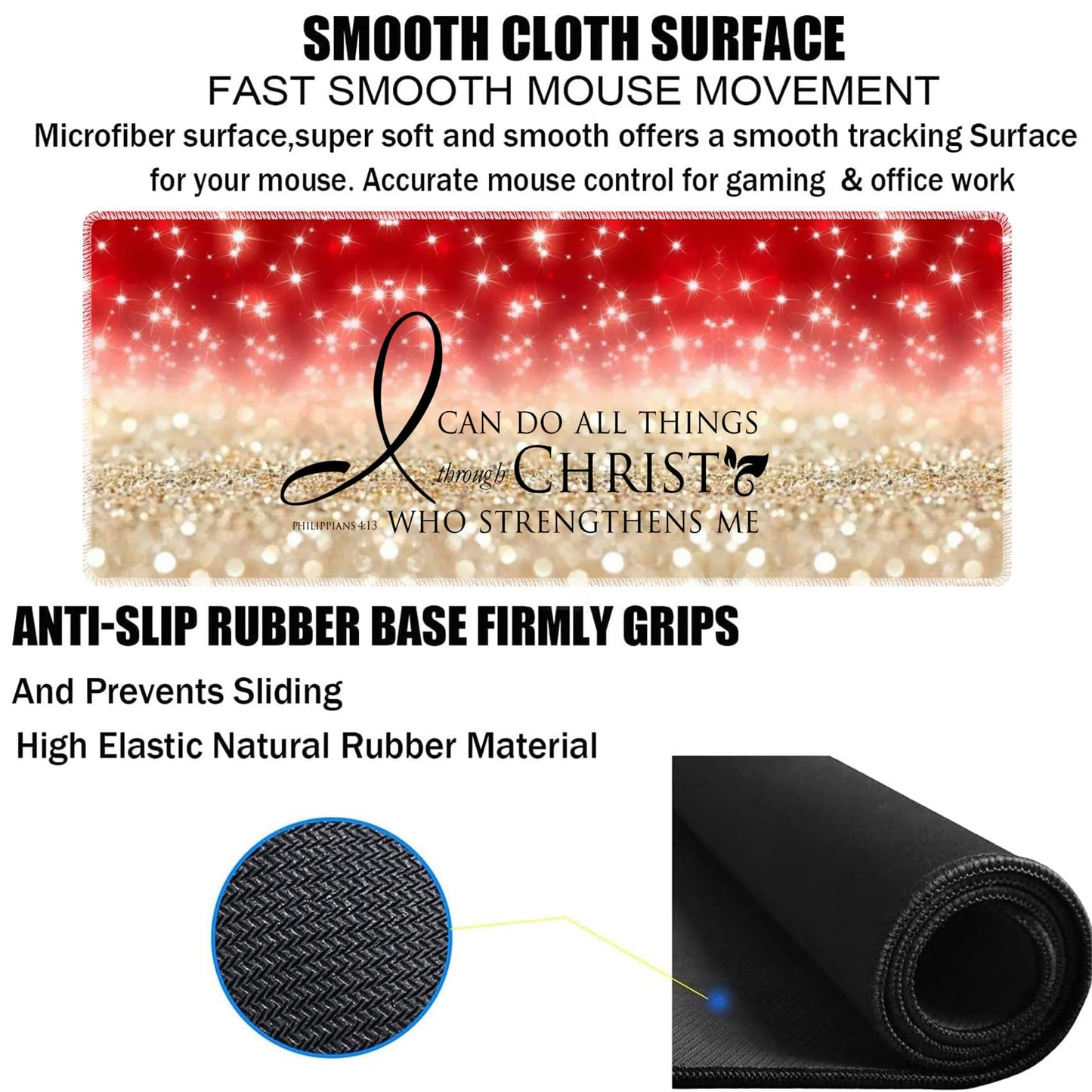 3 Piece Mouse Pad Set with Stitched Edge Large Anti-Slip Mouse Pad Desk Pad Keyboard Pad + Wrist
