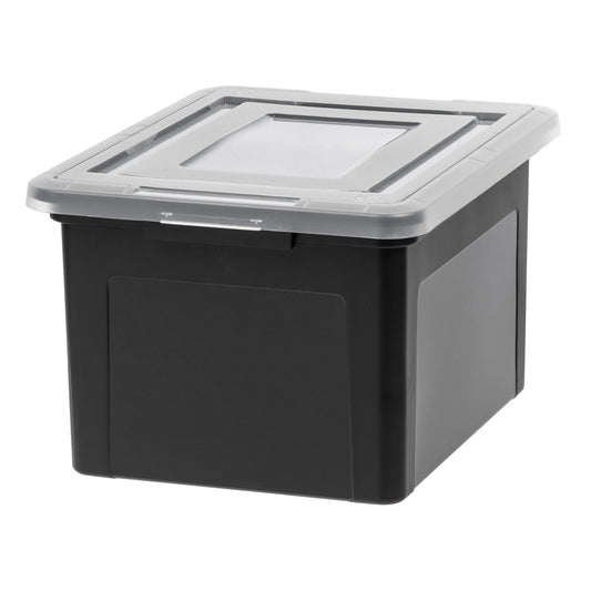 IRIS USA 35 Qt. Letter/Legal File Box with Latching Lid, Black