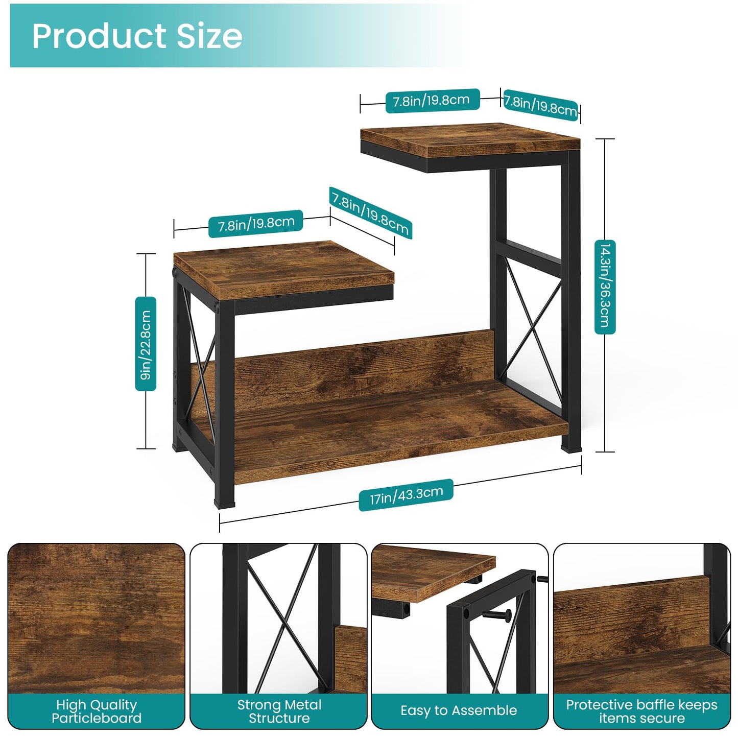 ELITEROO Desktop Shelf Organizer, 3 Tier Office Shelves, Wood Desk Organizers Storage Rack and