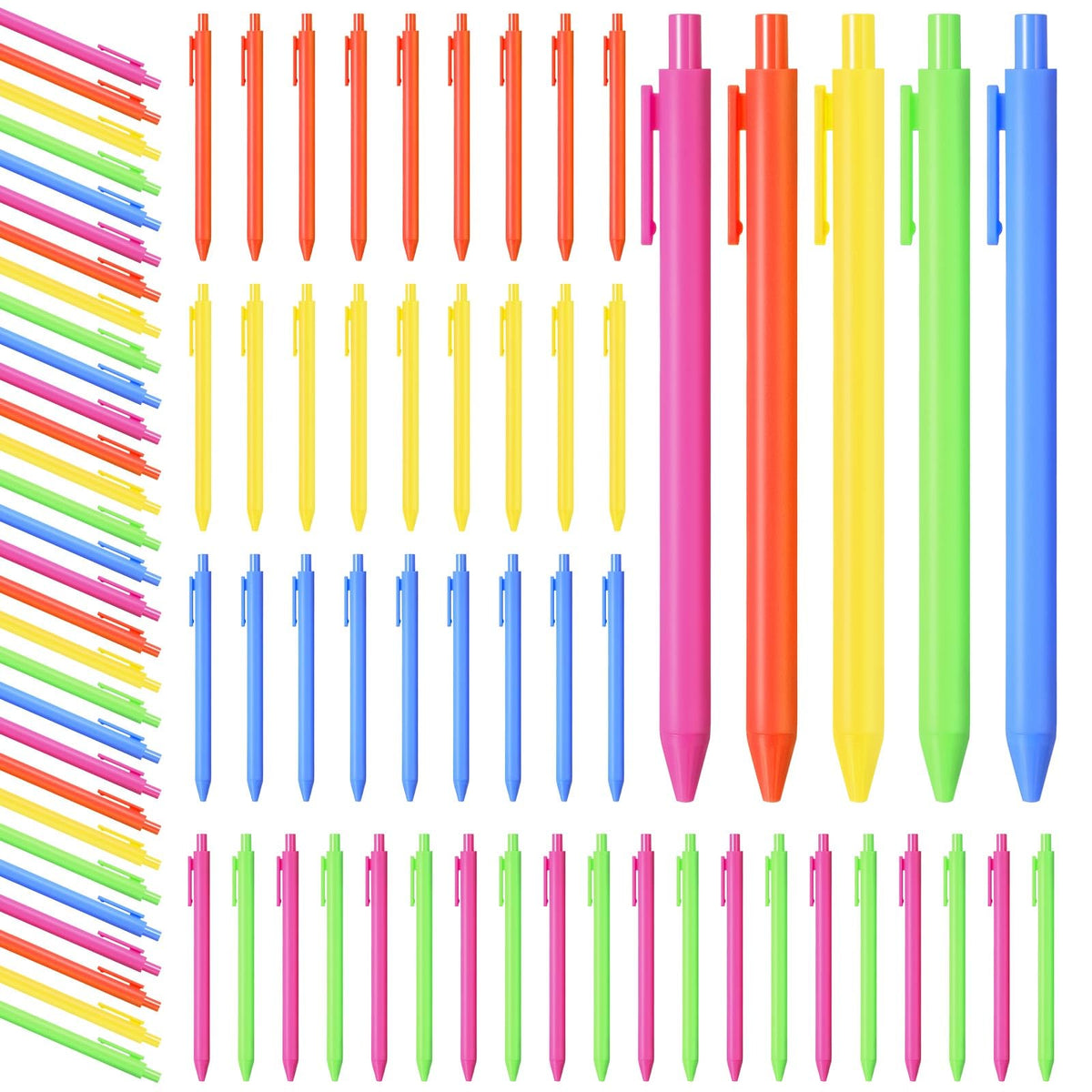 Fulmoon 50 Pcs Cute Pens Retractable 1.0mm, Neon Color Black Ink
