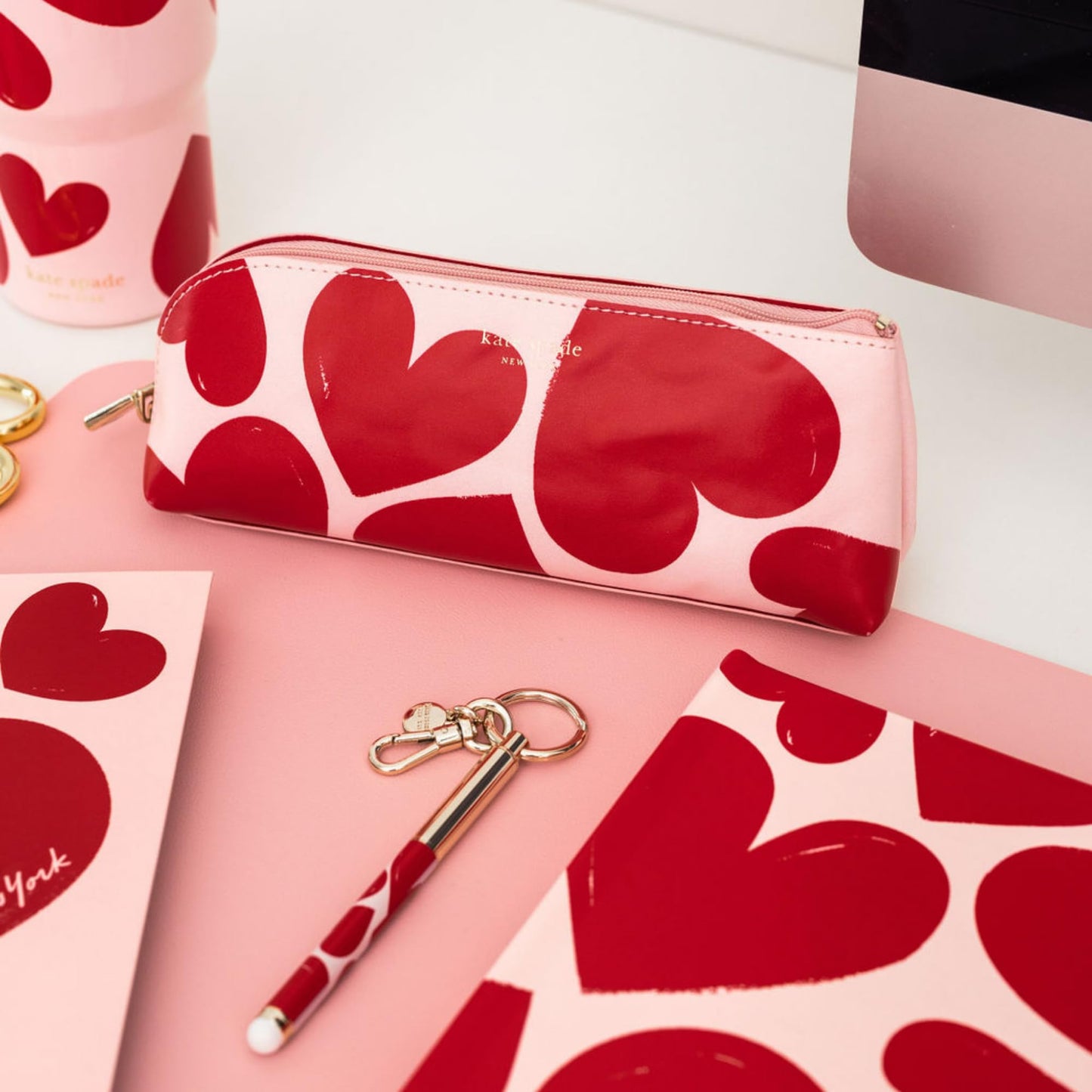 kate spade new york Pen and Pencil Case with Office Supplies, Zip Pouch Includes 2 Pencils