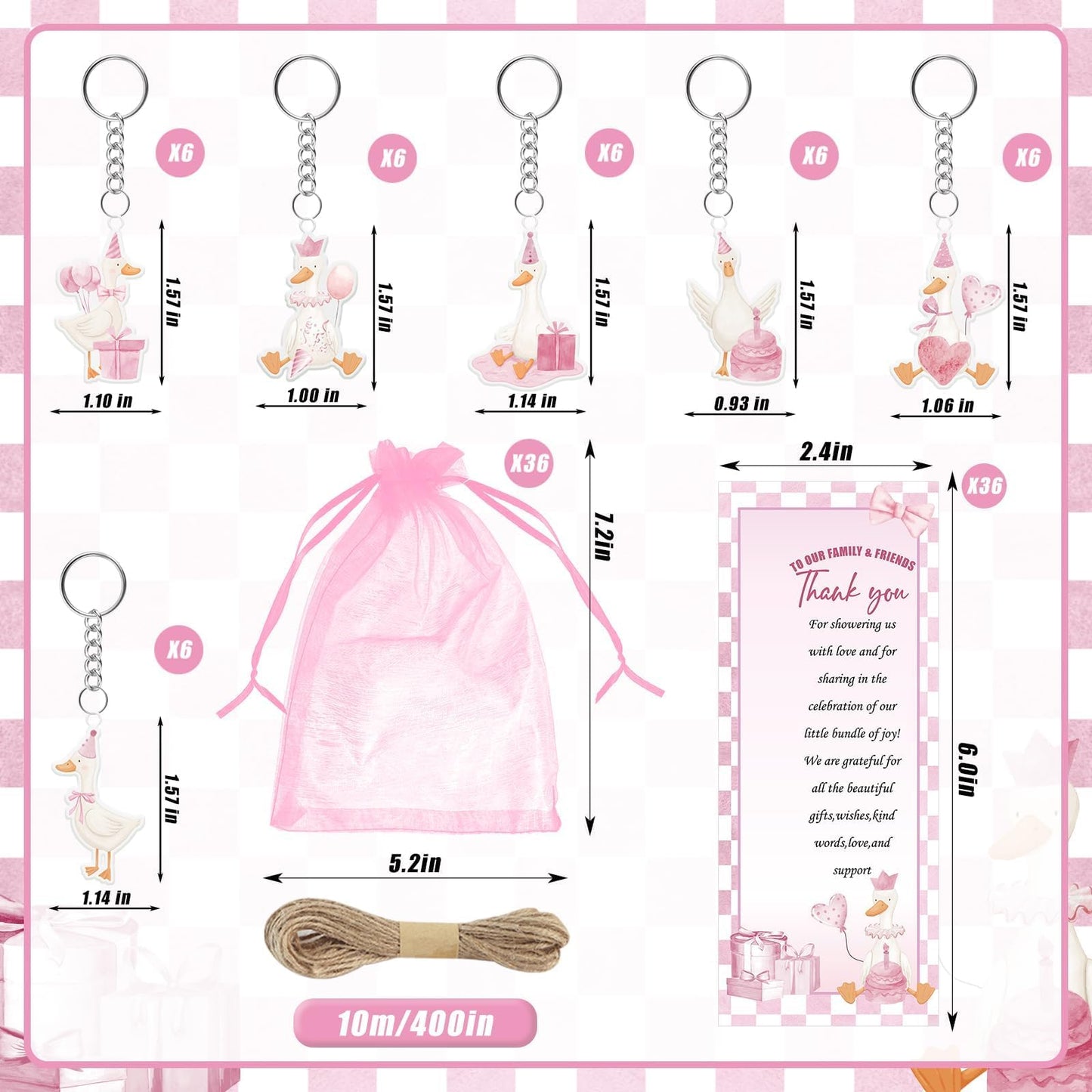 EYNDYN 145 Pieces Silly Goose Baby Shower Favors for Guest Pink Goose Ballpoint Pens and Keychains