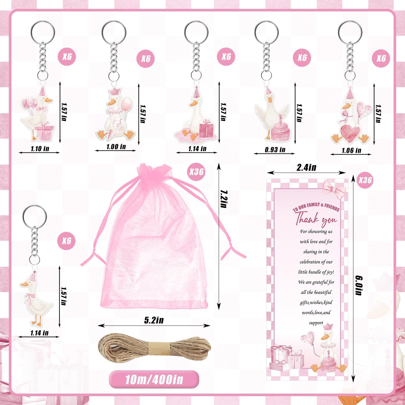 EYNDYN 145 Pieces Silly Goose Baby Shower Favors for Guest Pink Goose Ballpoint Pens and Keychains