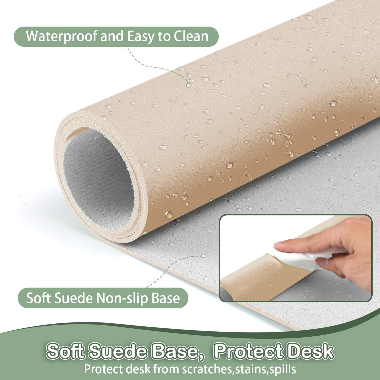 Boutilon Leather Desk Pad Protector,Non-Slip Mouse Pad,Laptop Desk Pad,Office Mouse Mat,Waterproof