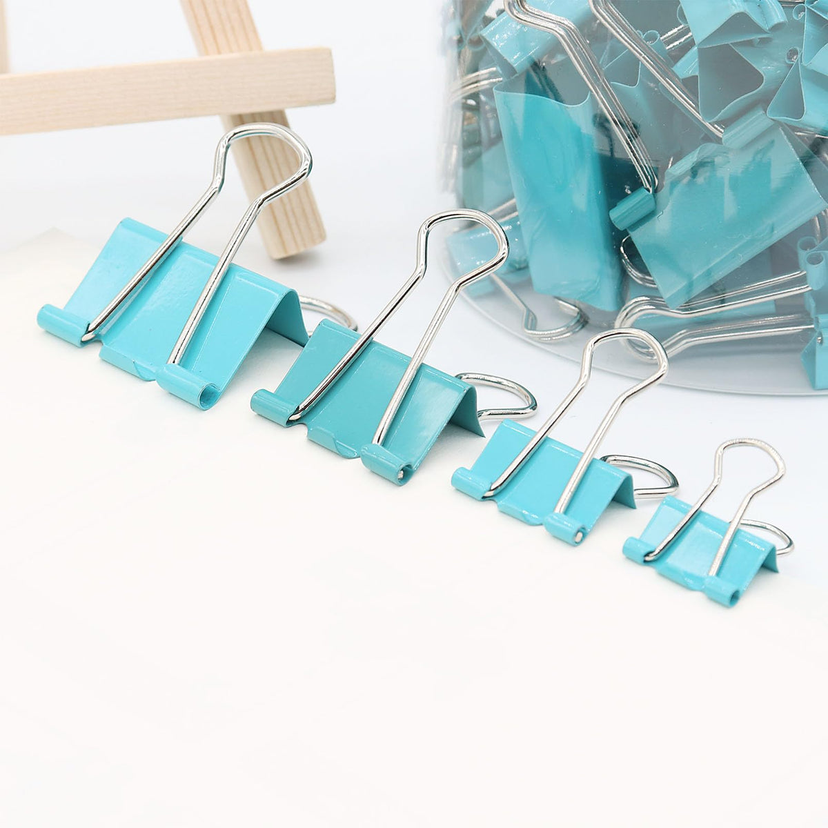 Binder Clip Paper Clamps, Assorted Sizes (Mini, Small, Medium, Large), 100 Pcs Clips for Office