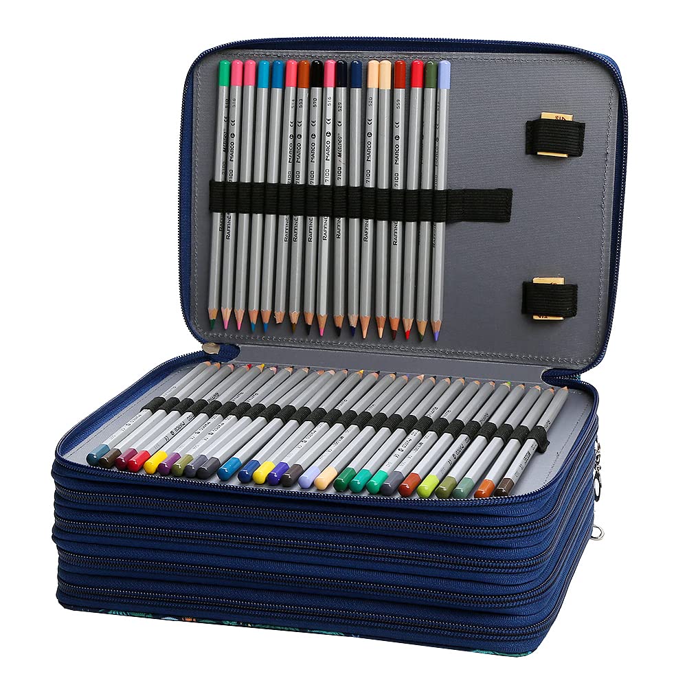 Lbxgap Portable Colored pencil case Jungle pencil case 252 Slots Oxford Fabric Pencil Case with