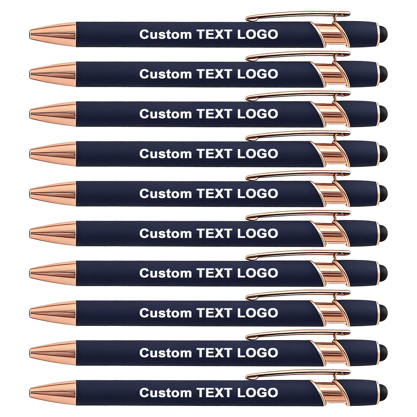 HEYZARDA Personalized Pens Ballpoint with Stylus, Blue, 50 Pcs