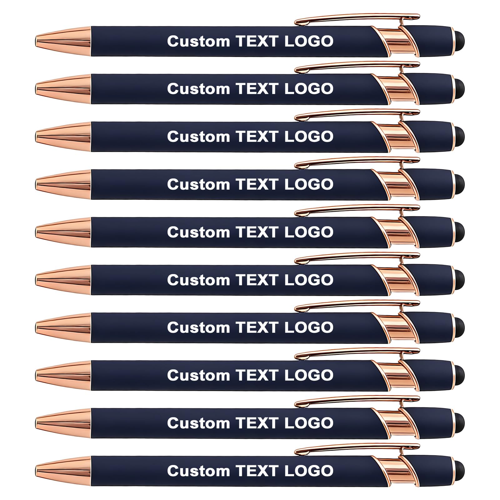 HEYZARDA Personalized Pens Ballpoint with Stylus, Blue, 50 Pcs