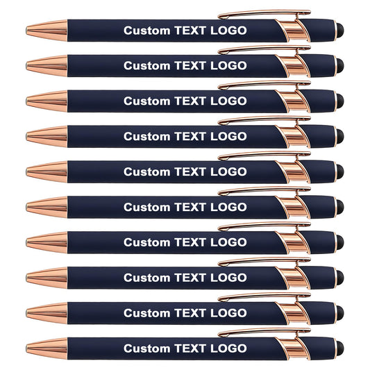 HEYZARDA Personalized Pens Ballpoint with Stylus, Blue, 50 Pcs