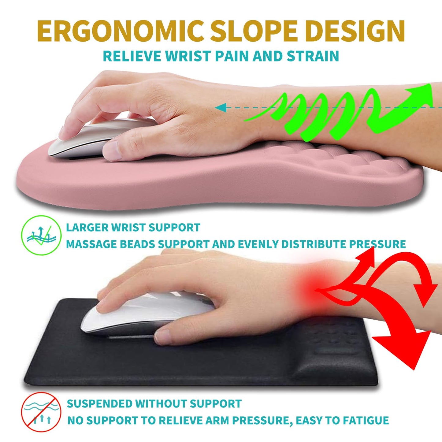 Hokafenle 2 in 1 Ergonomic Mouse Pad Wrist Support & Wrist Rest for Computer Keyboard Set, with