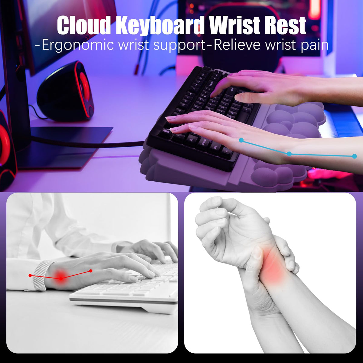 Ergonomic Wrist Rest for Keyboard and Mouse, Cloud Keyboard Stand Pad