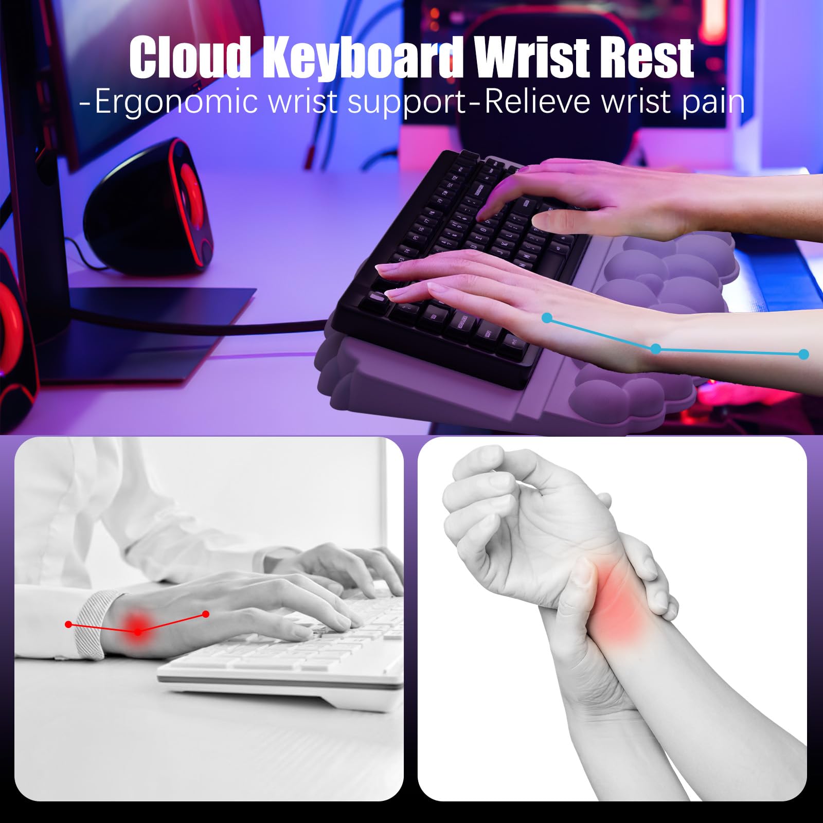 Ergonomic Wrist Rest for Keyboard and Mouse, Cloud Keyboard Stand Pad