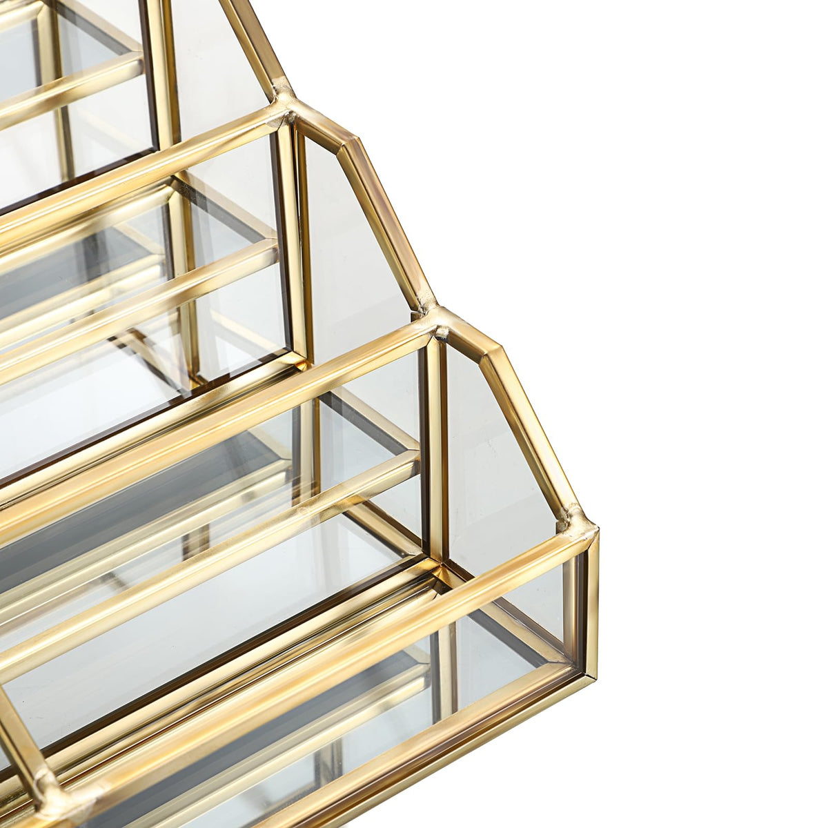 Hipiwe Mirrored Glass Business Card Holder 8-Slot Gold Card Display Stand