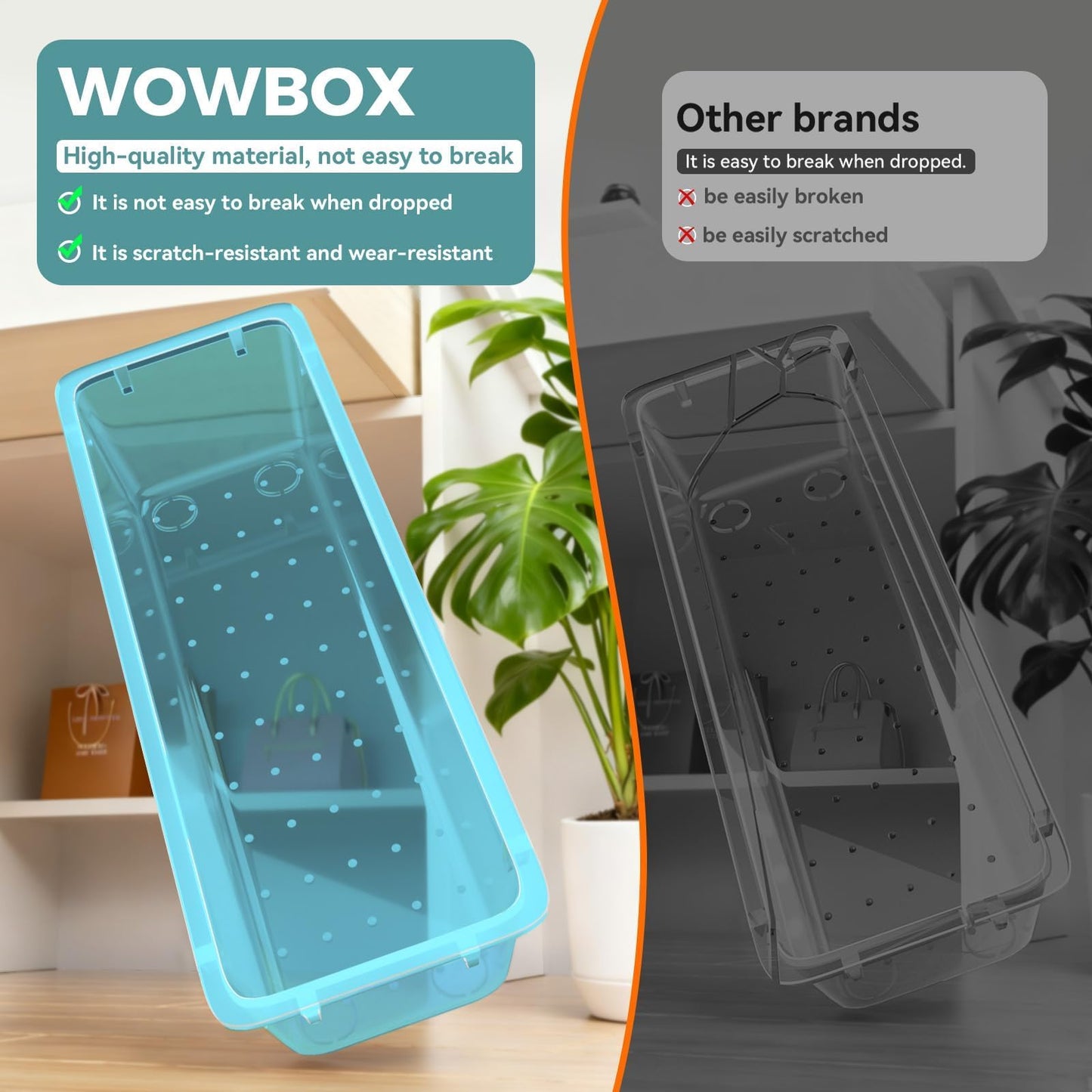 44 PCS Clear Plastic Drawer Organizer Set, 4 Sizes Storage Bins, Sea Blue