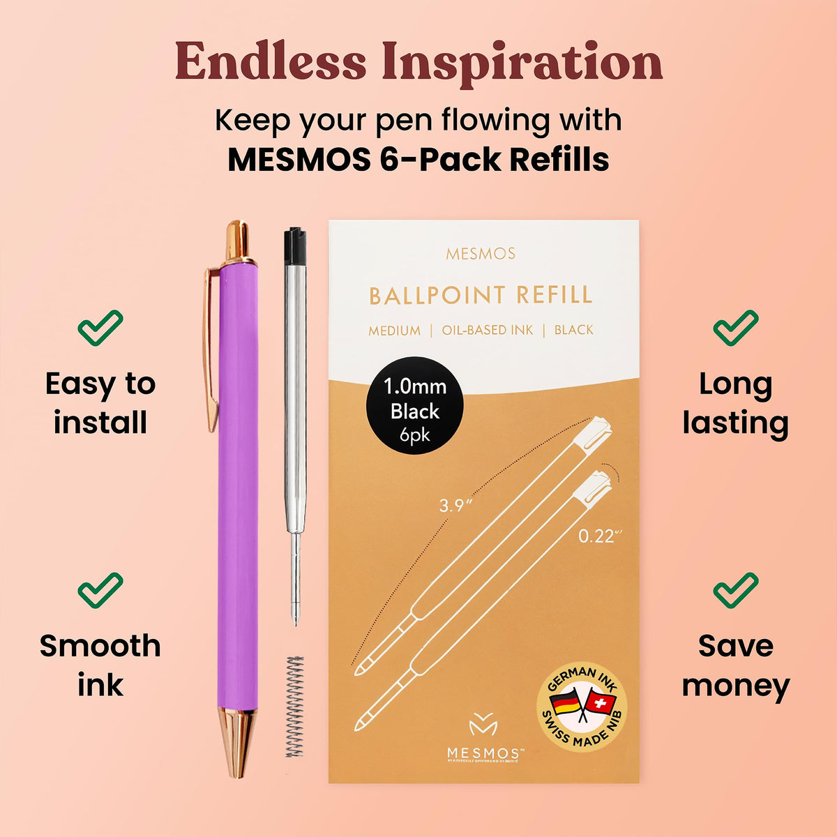 MESMOS 3pc Fancy Pen Set, Cute Nice Journaling Fun Pens for Women, Aesthetic Journaling Luxury