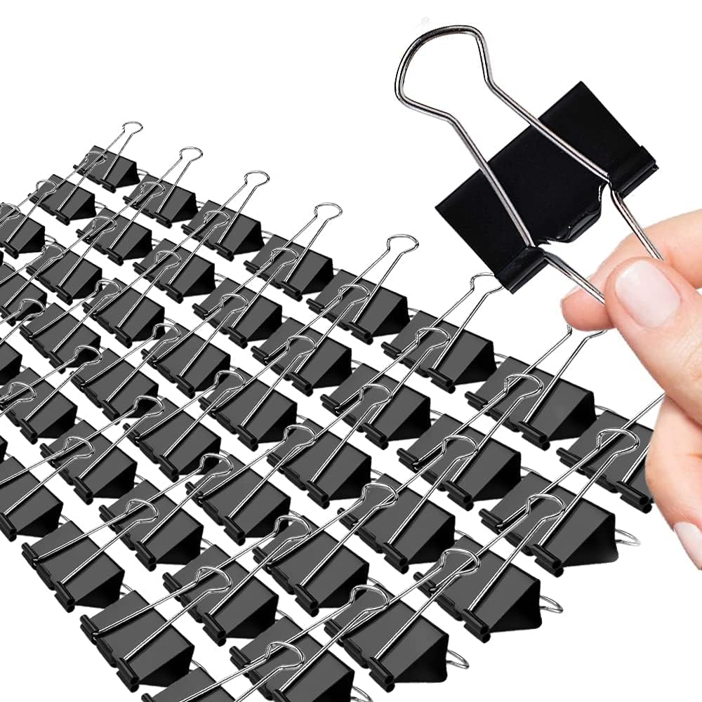 Large Binder Clips, 48 Pack, 1.6 Inch, Standard 41mm, Black, Capacity 0.66 Inch, Metal Paper Clips