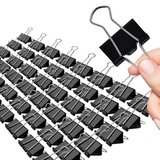 Large Binder Clips, 48 Pack, 1.6 Inch, Standard 41mm, Black, Capacity 0.66 Inch, Metal Paper Clips