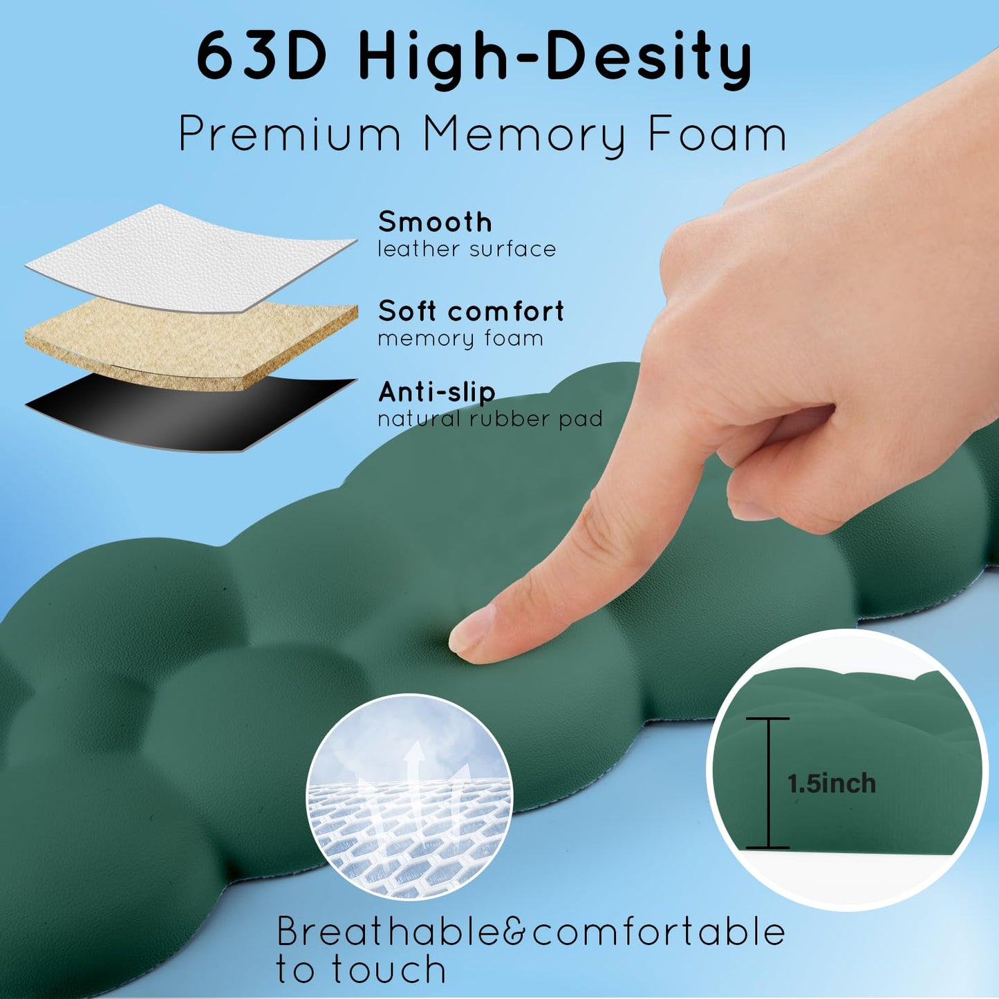 Cloud Wrist Rest for Computer Keyboard Arm Wrist Rest with Non-Slip Base Extended Wrist Rest