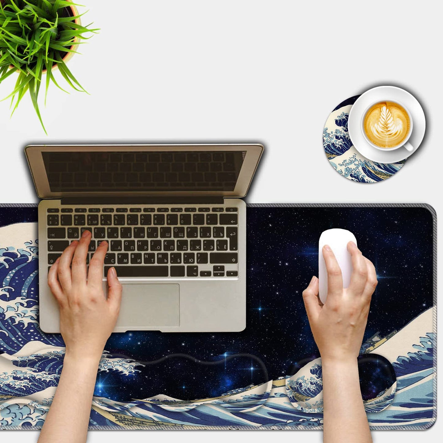 FGDRFGRW Mouse Pad Set,(31.5×11.8 in) Desk Pad + Keyboard Wrist Rest Support + Mouse Wrist Rest +