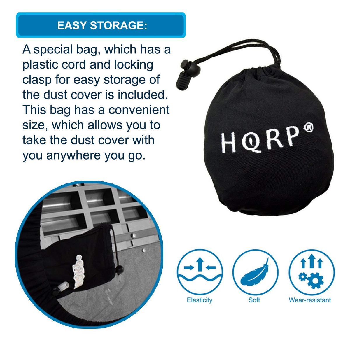 HQRP Elastic Dust Cover w/Bag compatible with Yamaha YPG-235 DGX-230 PSR-EW400 Motif XF6 MOXF6