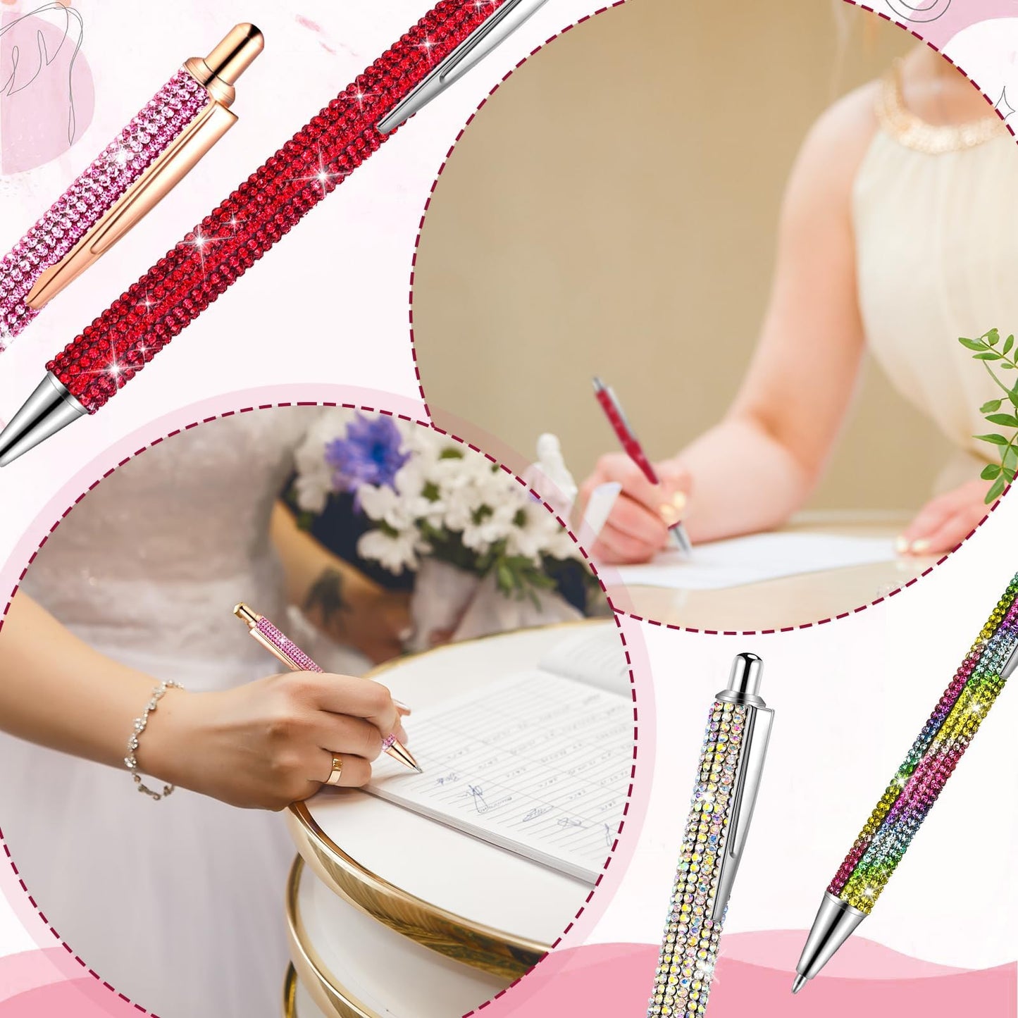 ZSMKJIAYE 20Pcs Rhinestone Pens Bling Metal Ballpoint Diamond Pens Bulk Fancy Sparkly Crystal Press