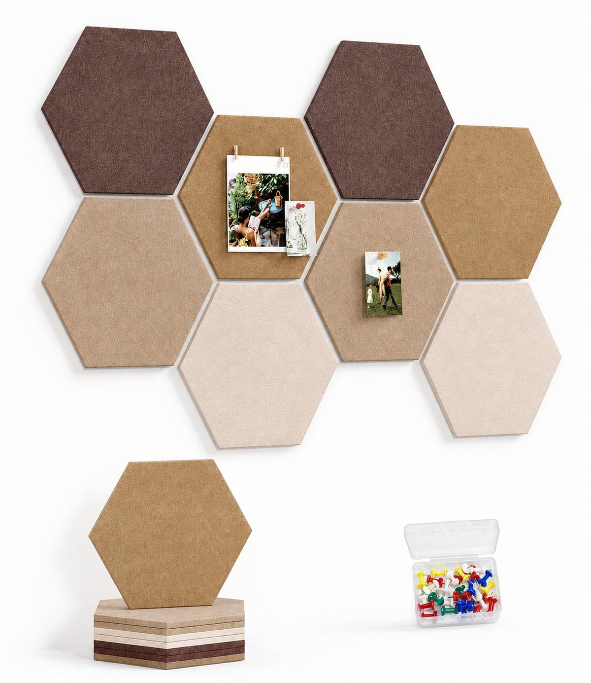 Uoisaiko 8-Pack Hexagon Felt Bulletin Board Tiles, Cork Board Alternative