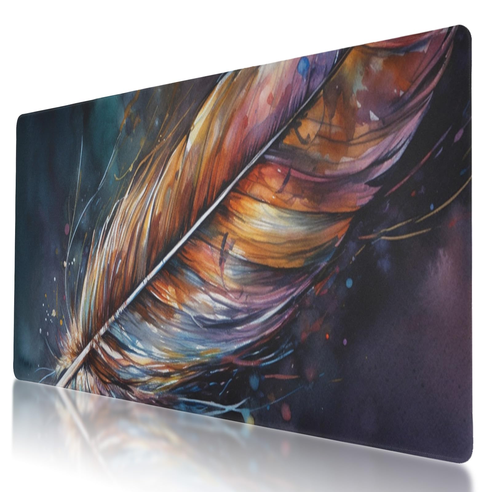 Colorful Feather Mouse Mouse Pad - Non-Slip XL Gaming Mat for Office and Home, 31.5 x 11.8 Inch