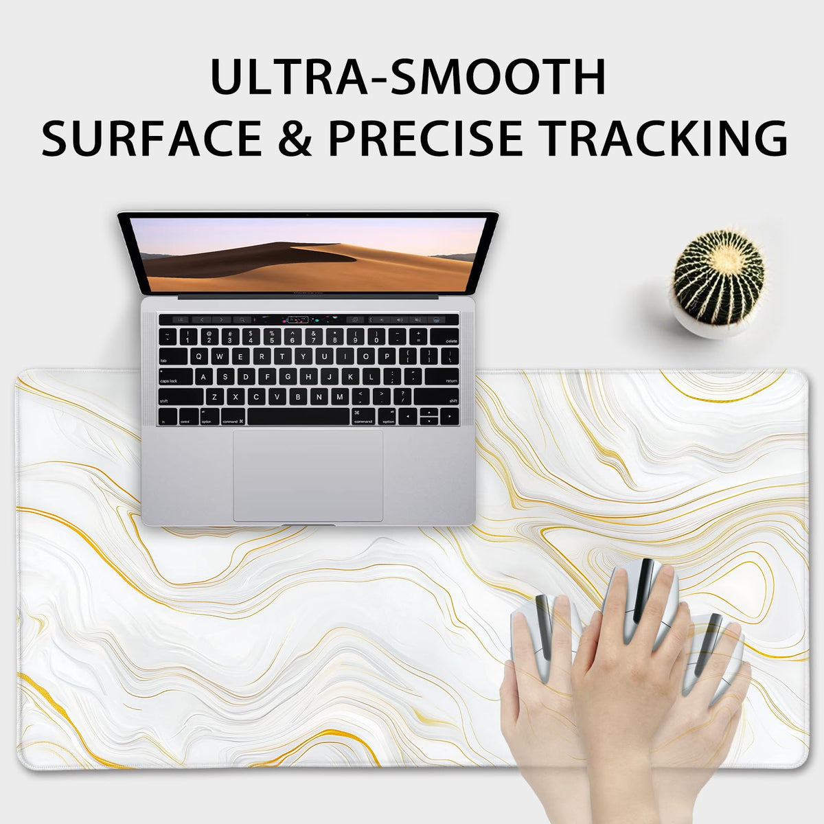 Mcapirivo Large Mouse Pad Gaming Desk Mat 31.5"x15.7" Non Slip Gold Marble