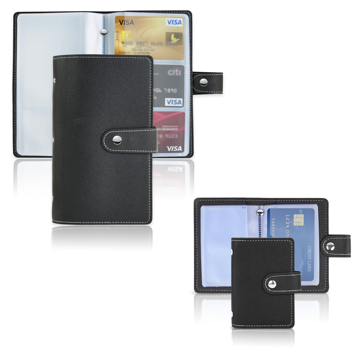 lizimandu 2 Pieces Business Card Holder, PU Leather Business Card Case Pocket Business Name Card