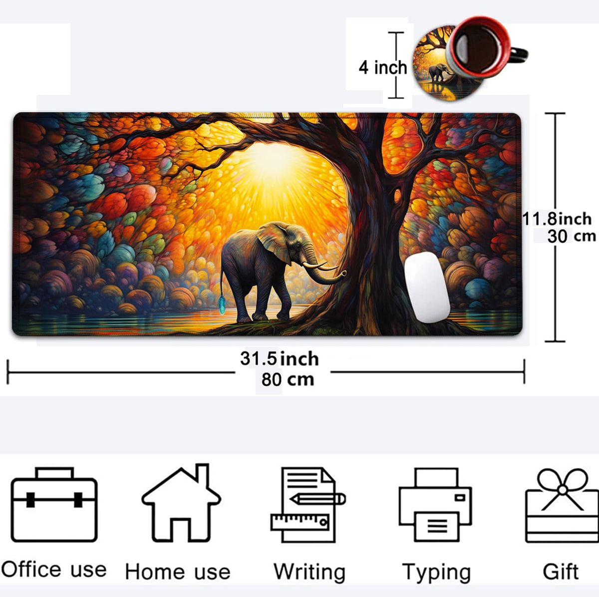Large Mouse Pad, 31.5 x 11.8in Extended Gaming Mouse Pad with Stitched Edges,XXL Mousepad Protector