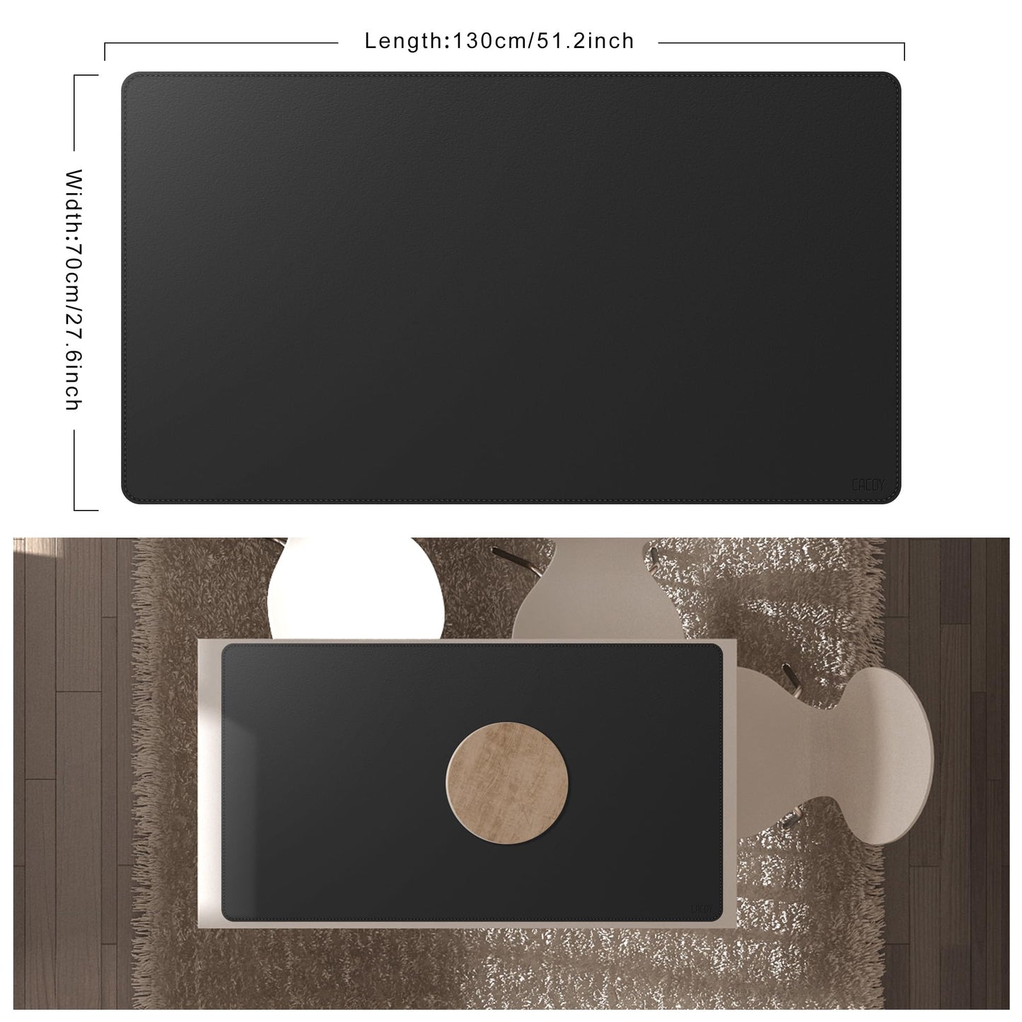 Cacoy 51.2" x 27.5" Large Leather Desk Mat, Extended Mega Size Computer Mouse Pad for Full Desk