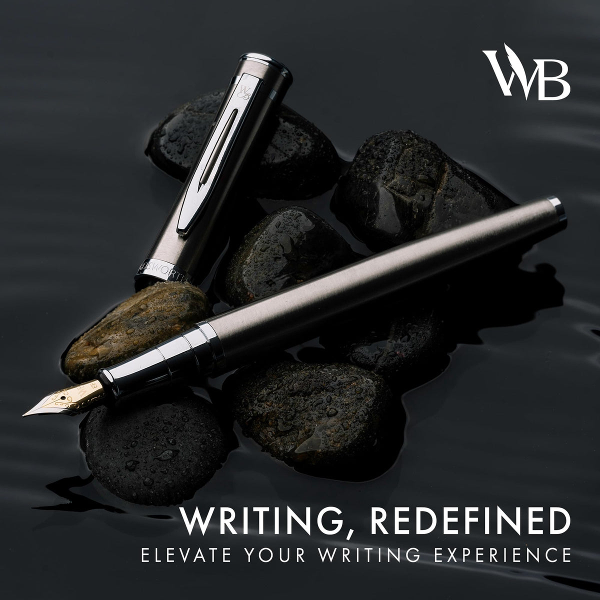 Wordsworth & Black Fountain Pen Set for Writing, Extra Fine Nib, Silver