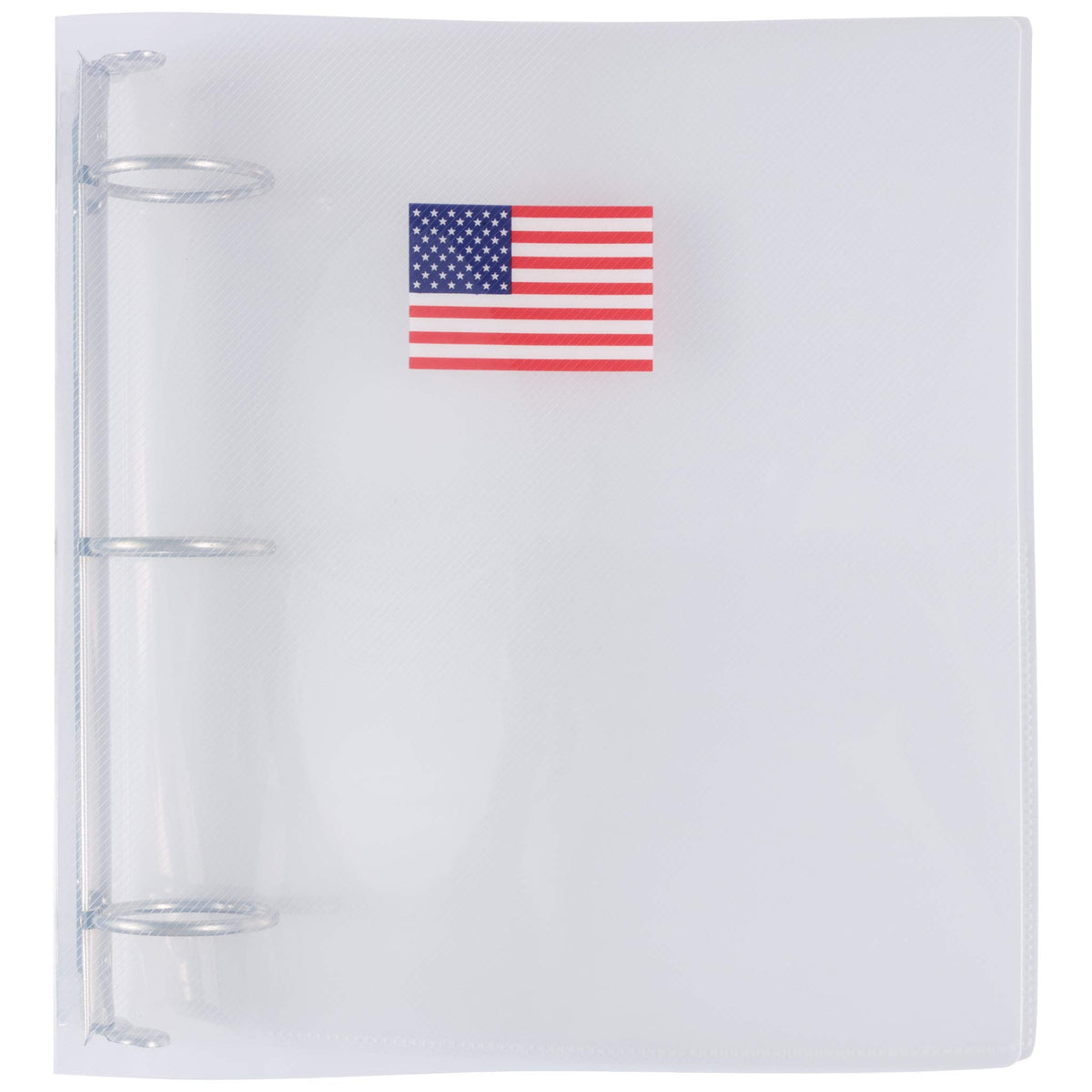 JAM PAPER Plastic 2 inch Binder - American Flag Clear 3 Ring Binder - Sold Individually
