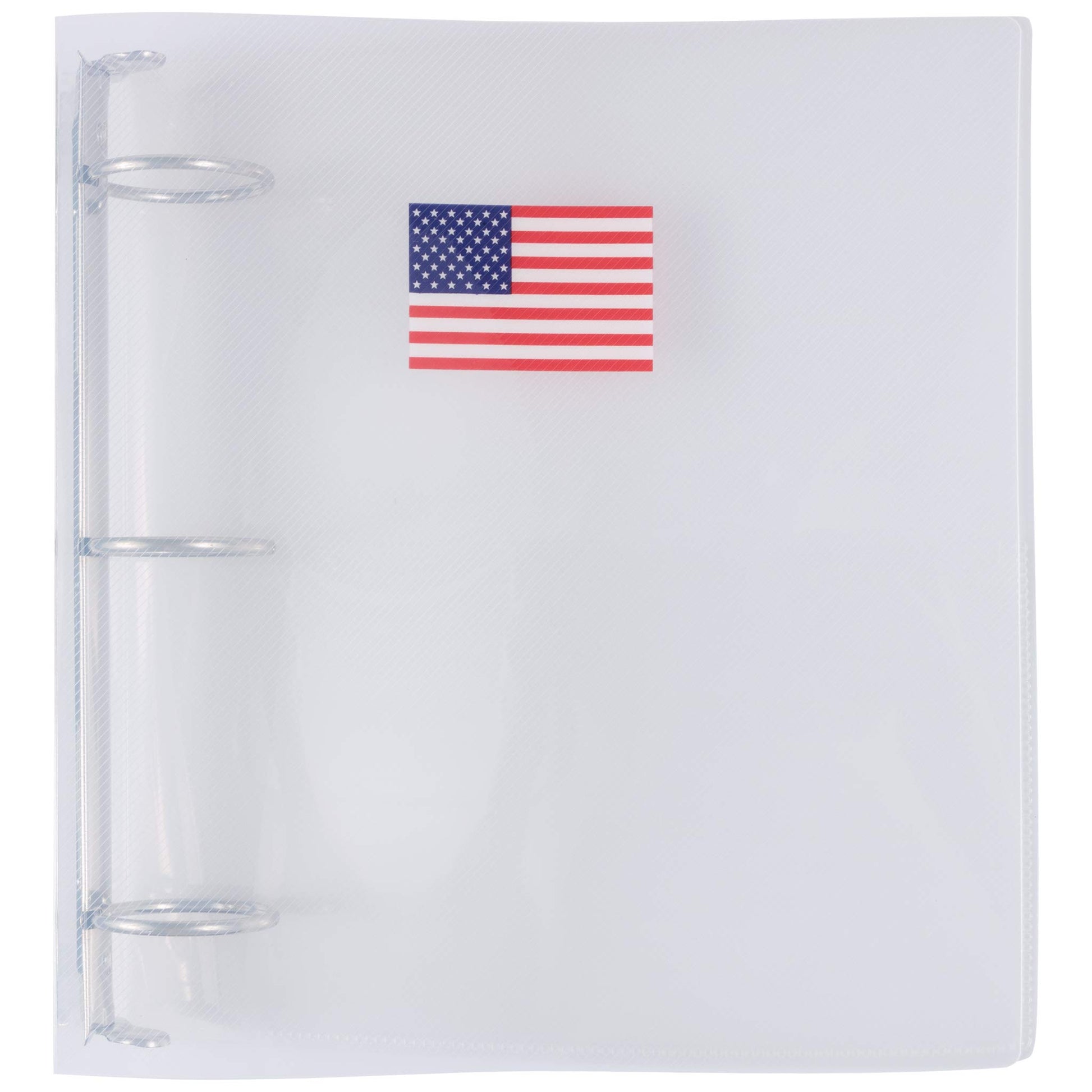 JAM PAPER Plastic 2 inch Binder - American Flag Clear 3 Ring Binder - Sold Individually