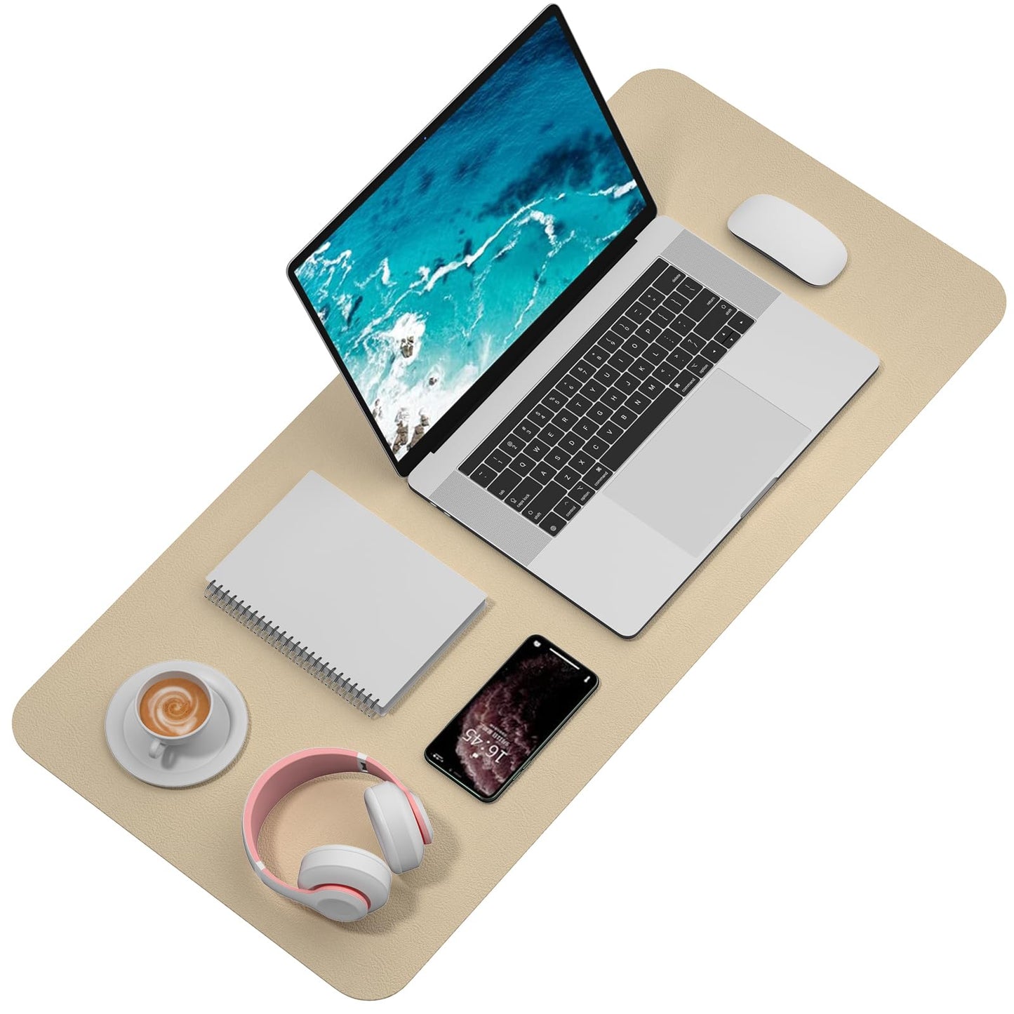 Hsurbtra Desk Pad, 35.5" x 17" PU Leather Desk Mat, XXL Extended Mouse Pad, Waterproof Desktop