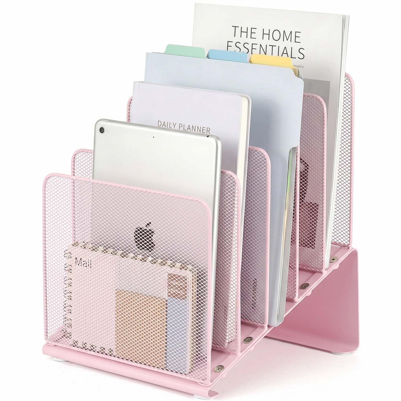 LEKETREE File Organizer for Desk, Desk Organizer with 5-Section Vertical File Rack, Folder