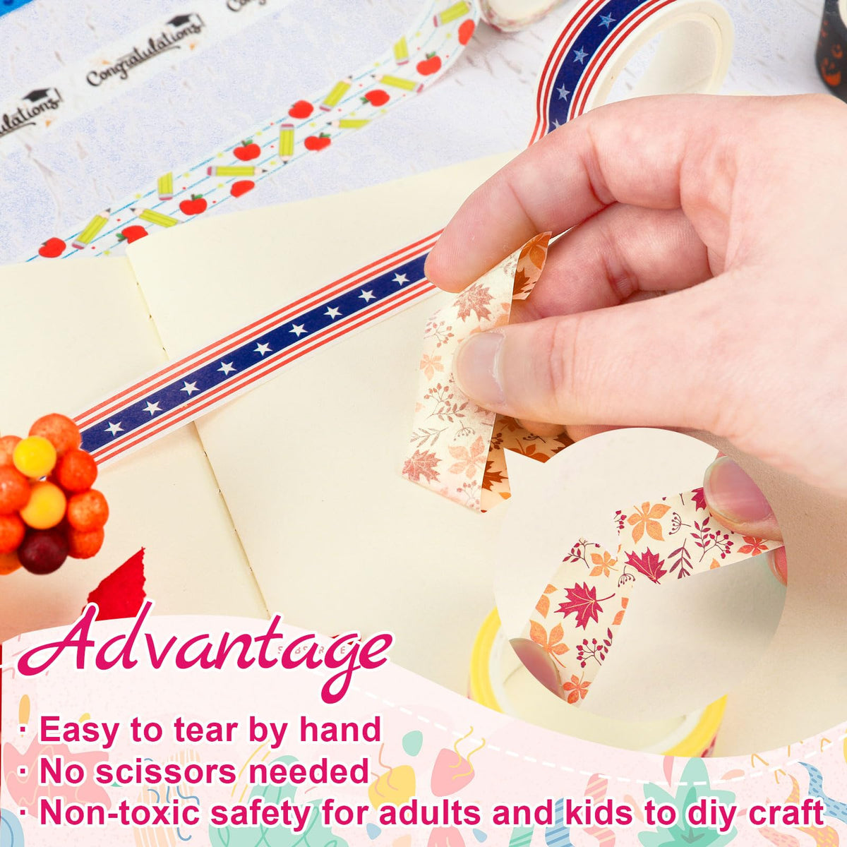 Whaline 24 Rolls Holiday Washi Tape Seasonal Masking Tape Set 4th of July American Festival Back to