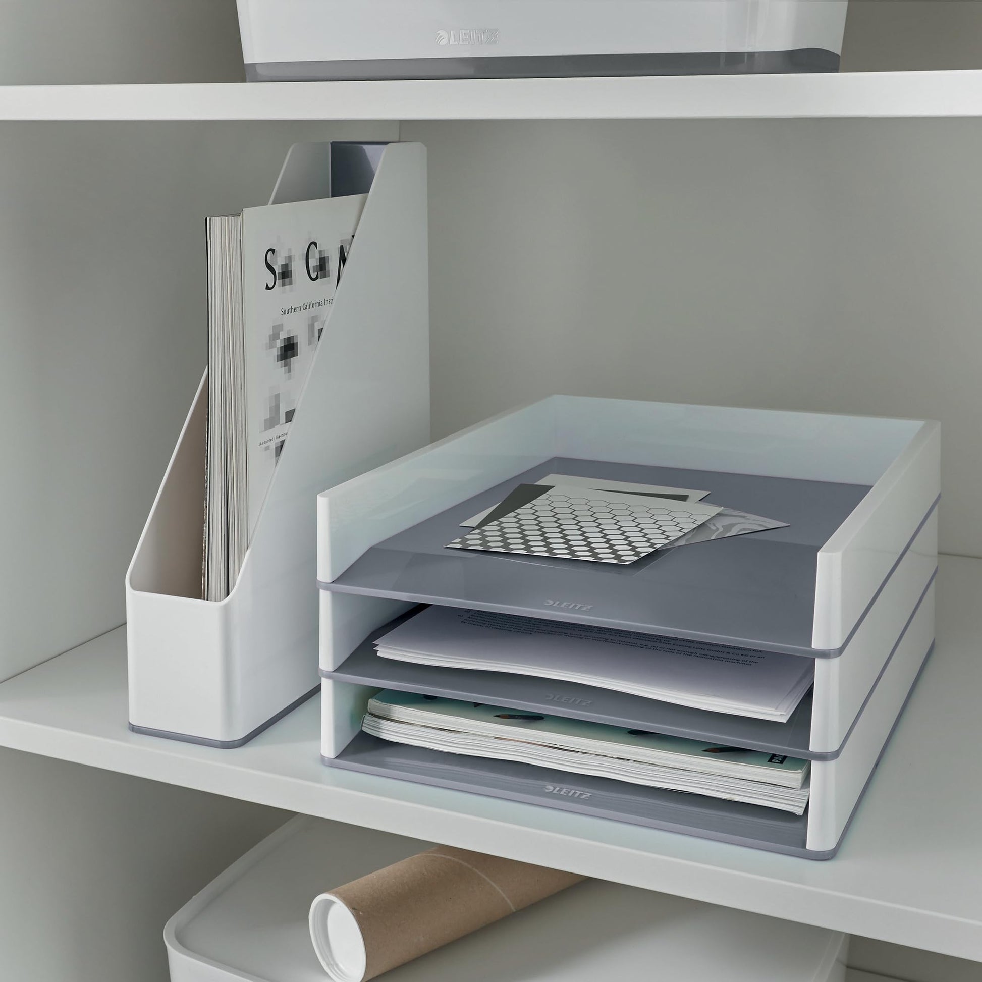Leitz A4 Letter Tray, White/Grey, WOW Range, 53611001