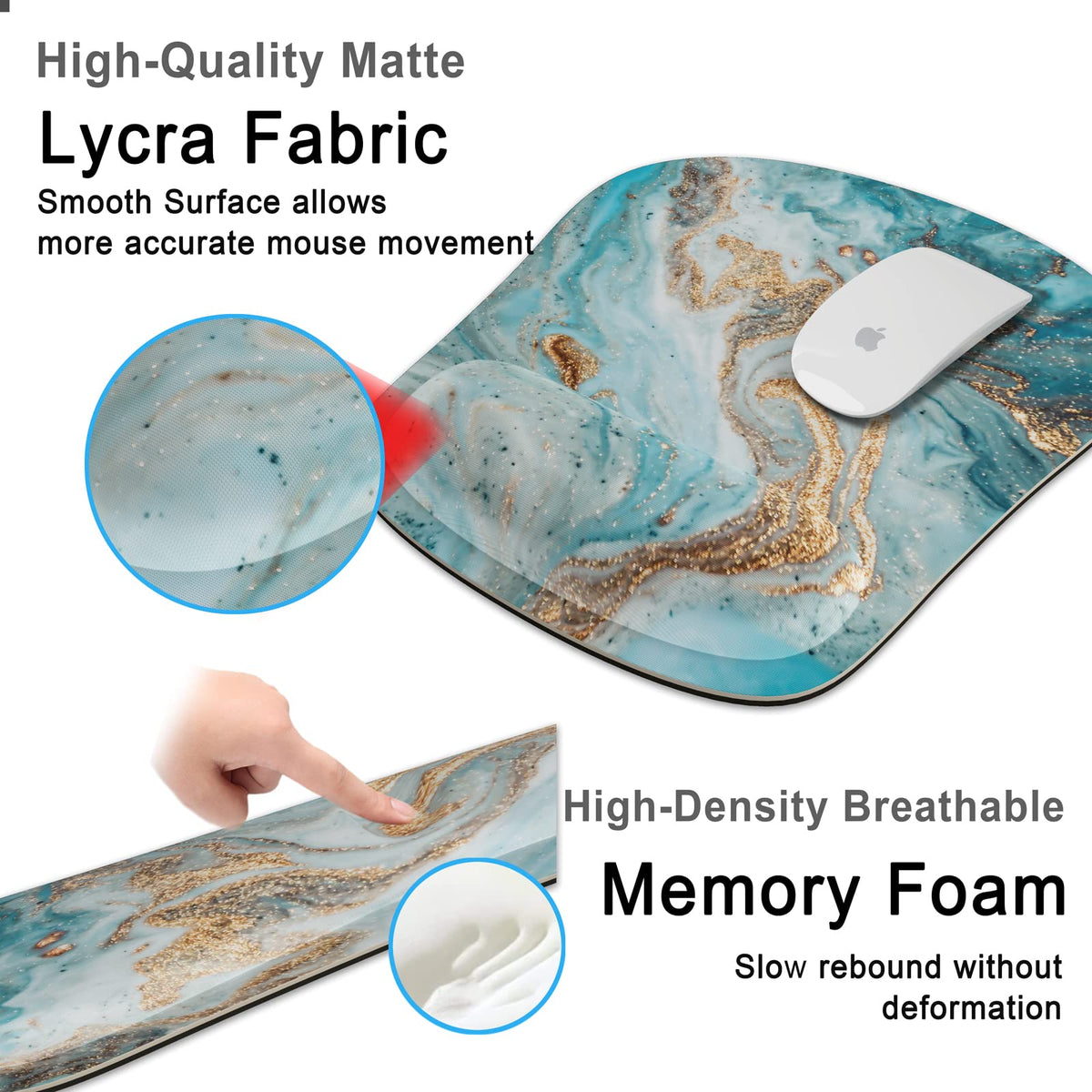 Keyboard Wrist Rest Memory Foam Ergonomic Mouse Pad with Computer Wrist Support Set with Non-Slip