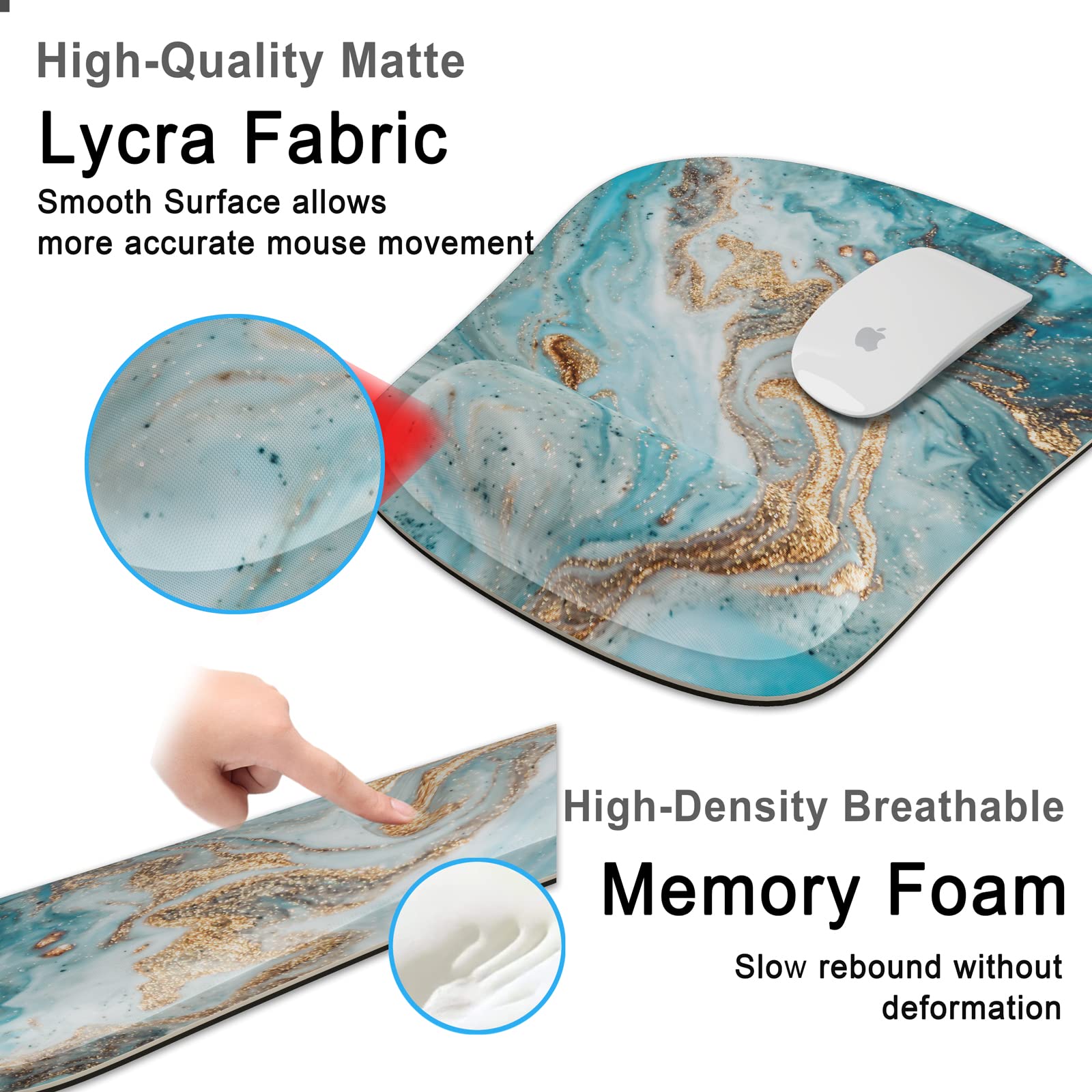 Keyboard Wrist Rest Memory Foam Ergonomic Mouse Pad with Computer Wrist Support Set with Non-Slip