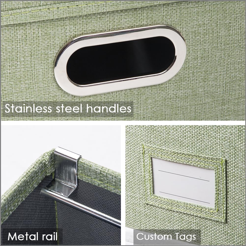 PRANDOM File Organizer Box - Set of 1 Collapsible Decorative Linen Filing Storage Hanging File