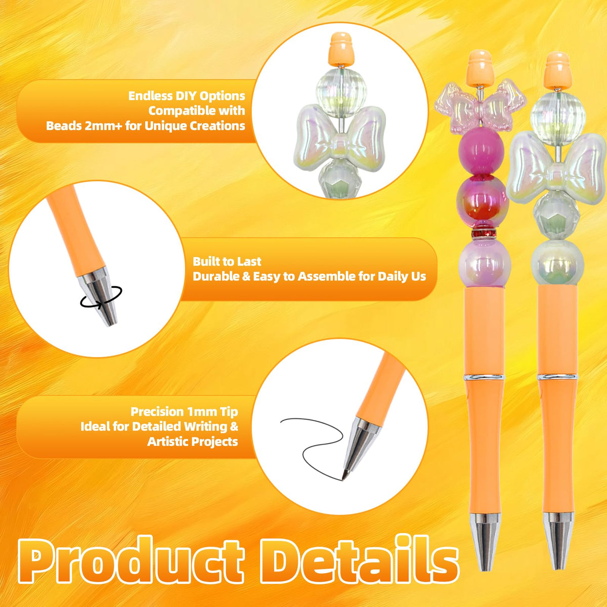 420 Pieces DIY Beadable Pen Bulk Kit – 140 PCS Ballpoint Pen with Refills & Bags – Perfect for