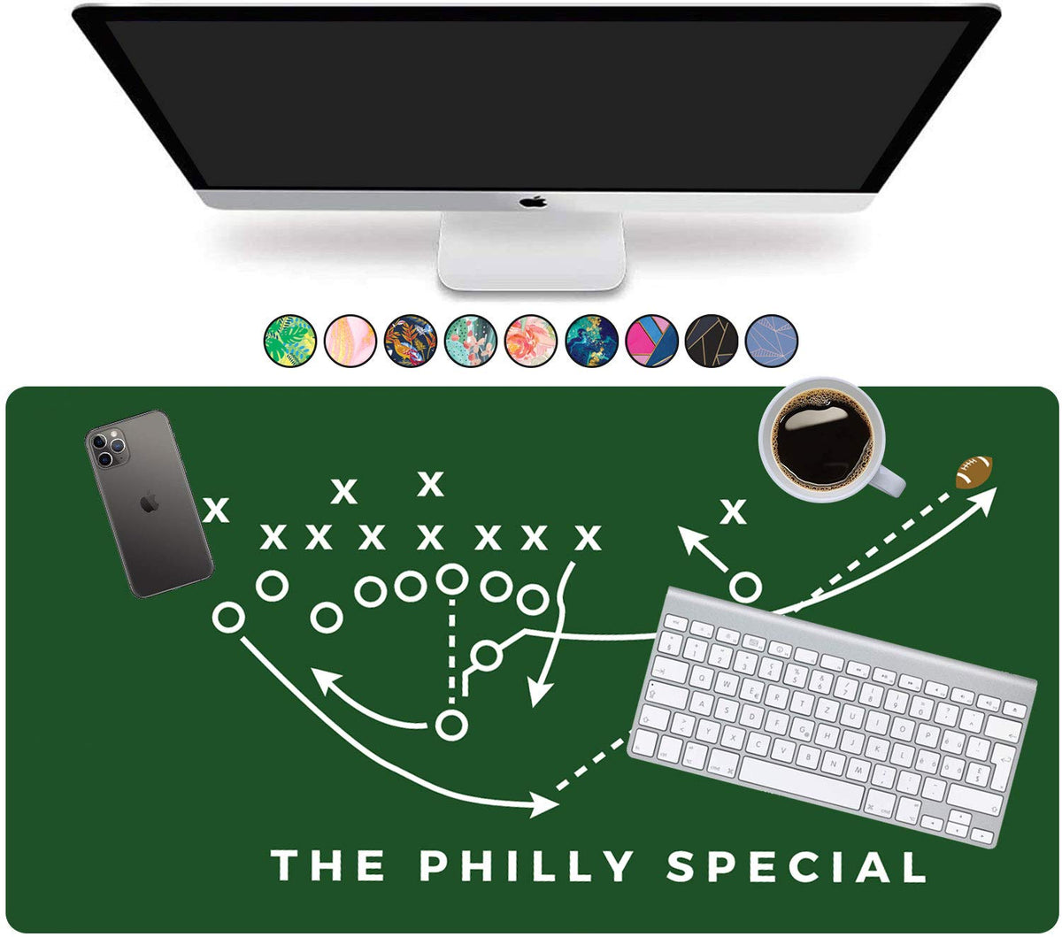 French KOKO Large Philadelphia Football Desk Mat 36" x 16.5" – XL Desk Pad Mat Featuring the Philly