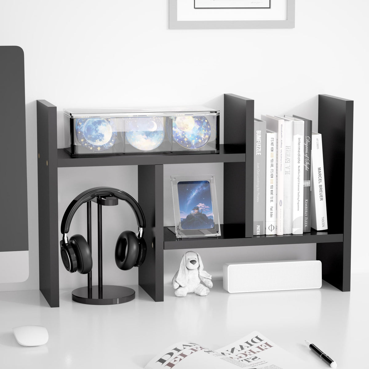 Jerry & Maggie Desktop Organizer Office Storage Rack Adjustable Wood Display Shelf Free Style