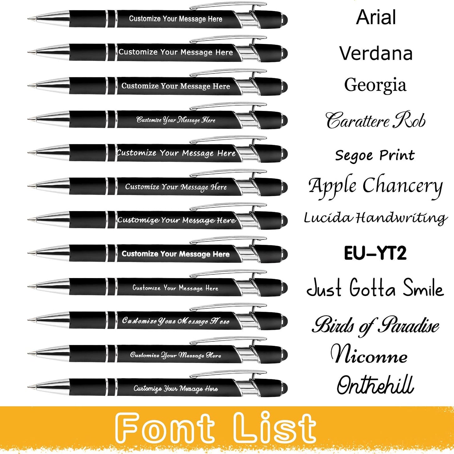 12PCS Personalized Pens Bulk with Name Free Engraving,Custom Ballpoint Pens with Stylus,Engraved