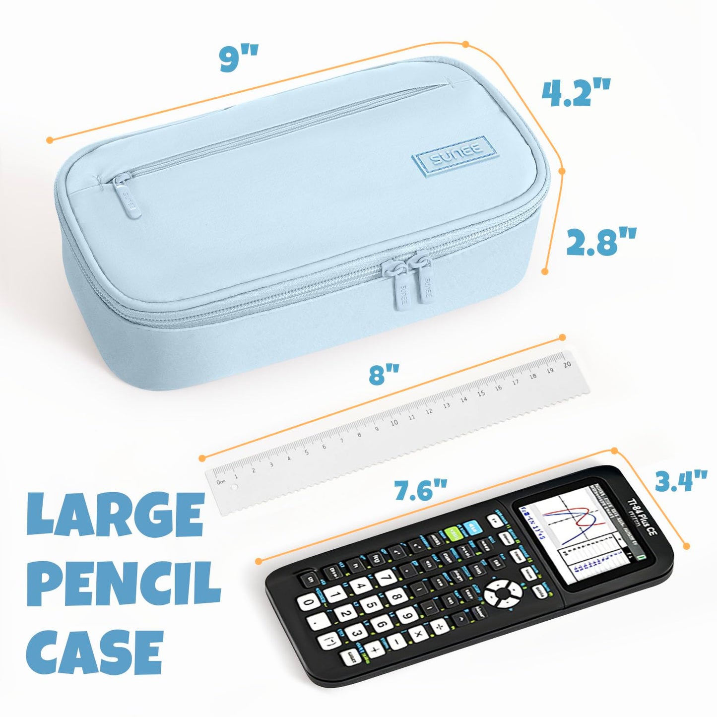 SUNEE Cute Pencil Case, Large Capacity Pencil Pouch, Big Storage Organizer for Stationery, Zipper